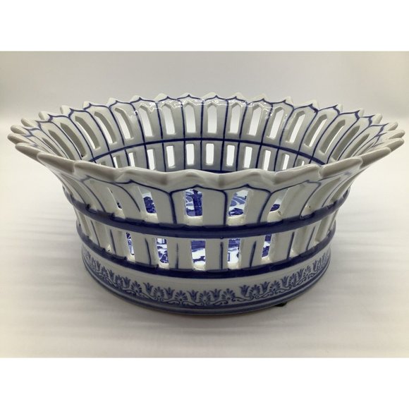 Large Victoria Ware Vintage Ironstone Basket Bowl, Reproduction - Picture 5 of 16